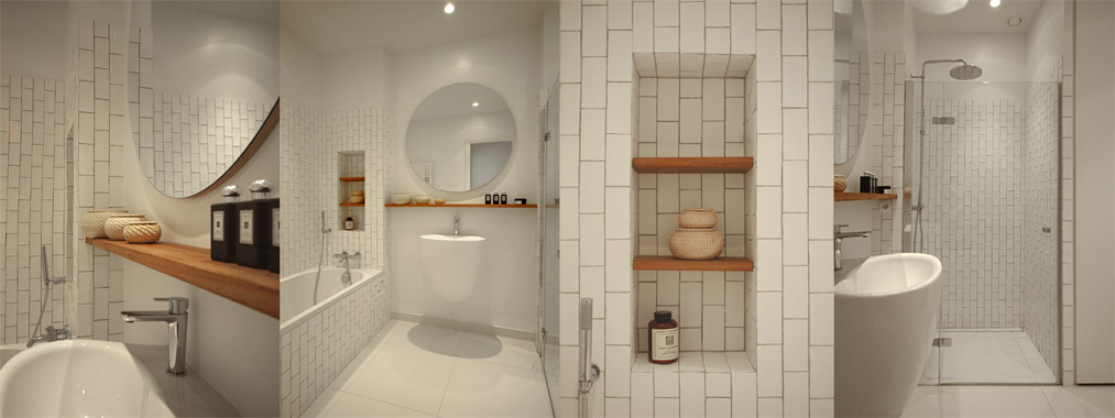 salle de bain iroko terre cuite blanche matte
